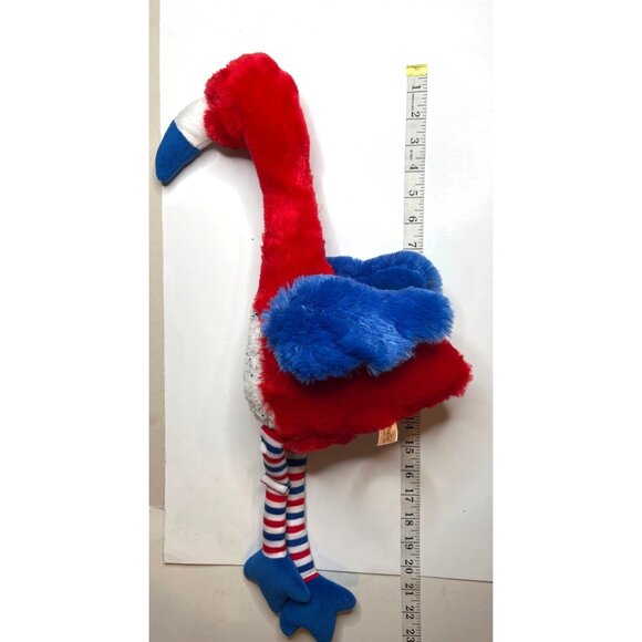 Red & Blue DanDee Collectors Choice Flamingo Plush Toy With Striped Legs C34 - Picture 3 of 8